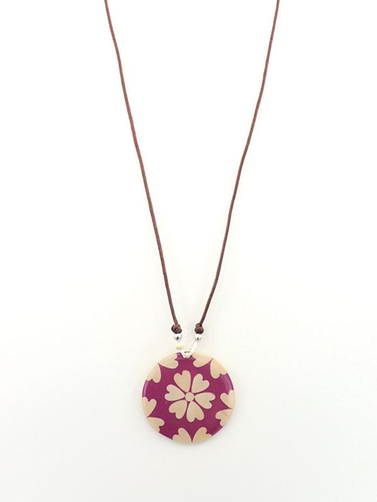 Resin wood floral necklace