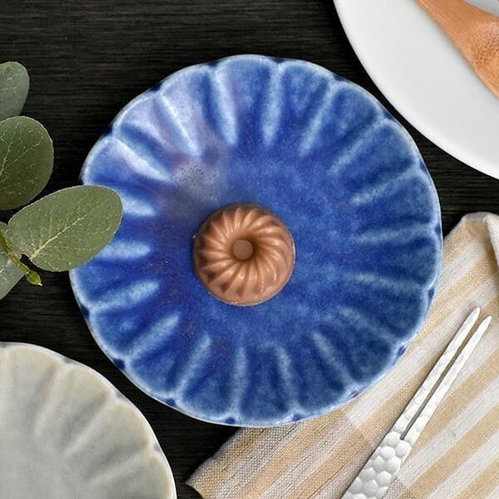 Blue Matte Shinogi 10cm dish, Western tableware, small dish, made in Japan, Minoyaki, stylish.