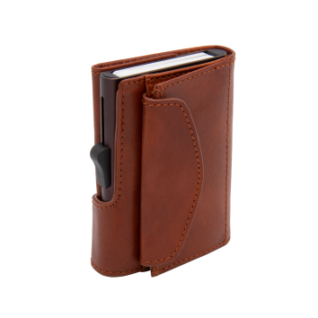 C-secure Vegetable Tanned Wallet [with Coin pocket] (Anti-skimming natural cowhide wallet Made in Italy)