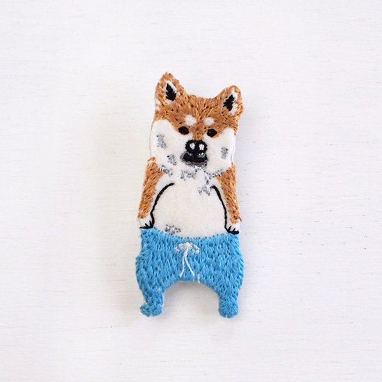 [Old work] Pokeface Shibales Brooch, Blue Tights, Shiba Inu Badge