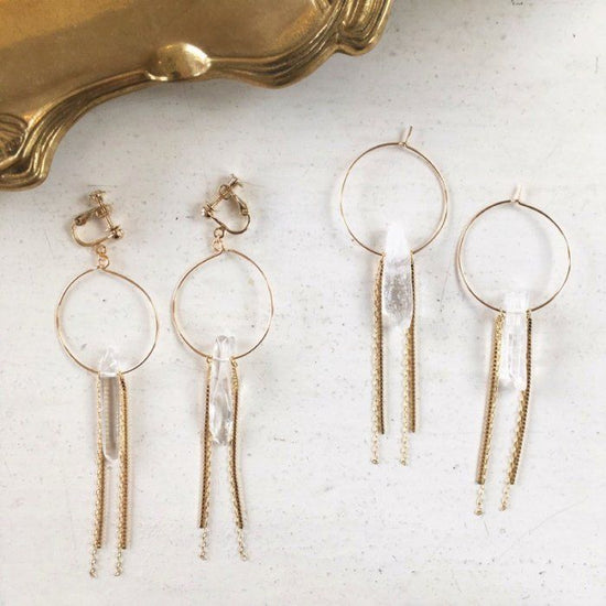 Crystal chain hoop pierce/earring
