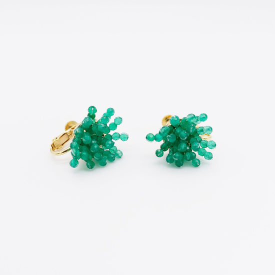 Coral Green Onyx Clip-on earrings