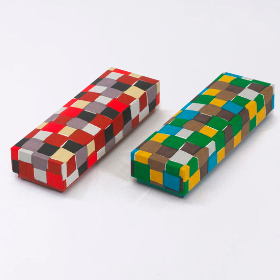 Kyoto hand-dyed Washi pen case (checkered)