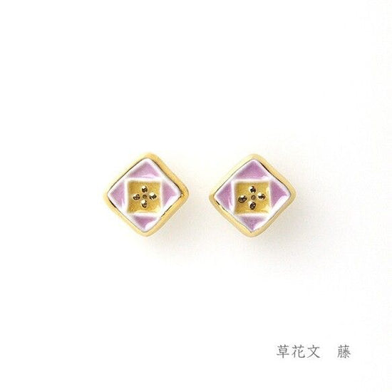 MOZAI-KU, small Pierced earrings with floral motif