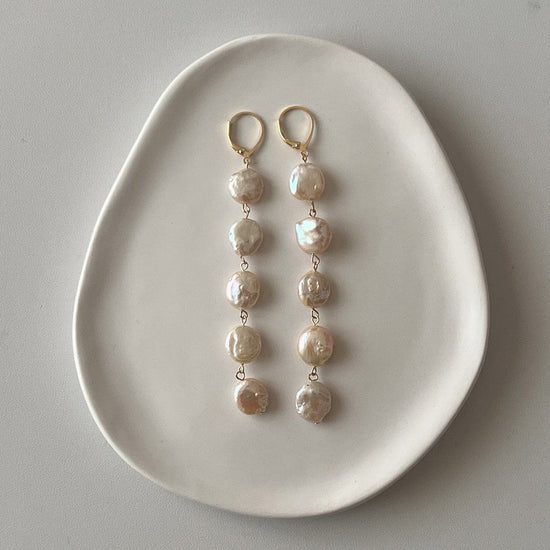Coin Pearl Pierced Earrings