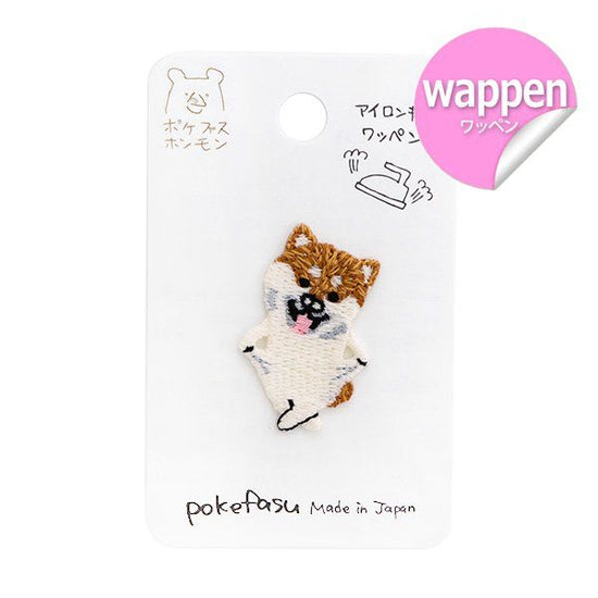 pokefasu pokefasu chibipeko shiba iron-on badge Shiba Inu