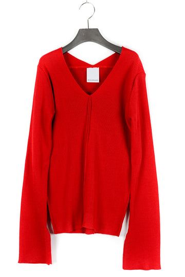 V-Neck Ribbed Knit (Red)