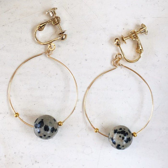 Dalmatian jasper hoop pierce/earring
