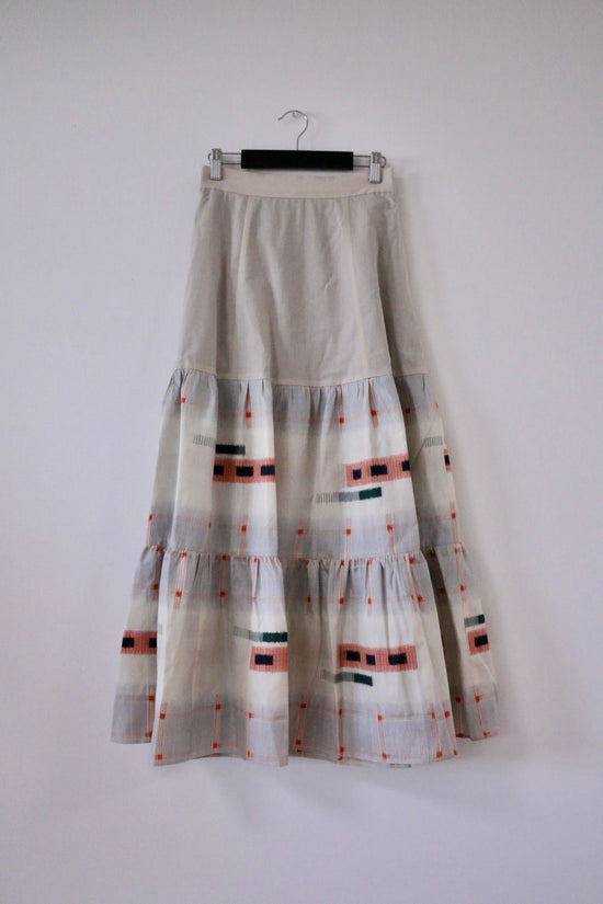 Lattice Pattern -Meisen Teered Skirt-Beige