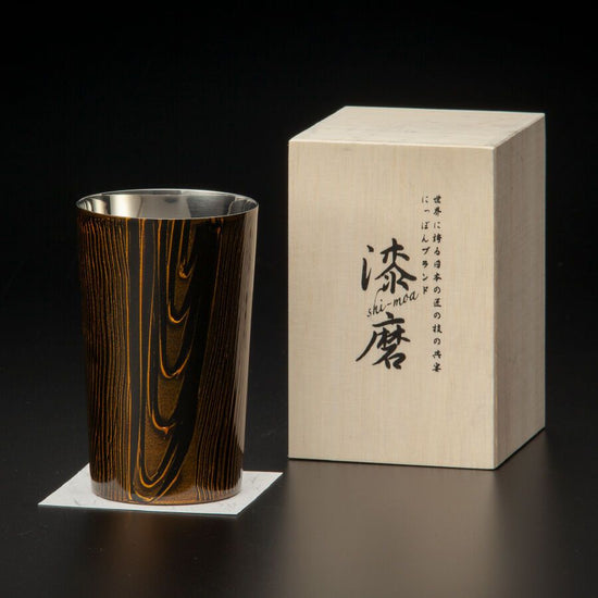 Lacquer polished cup, double-layer structure, Wamodan series, high bowl, ebony SCW-H201