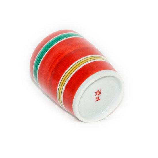 [Eisyou] (Lu) Teacup with design of koma in red glaze