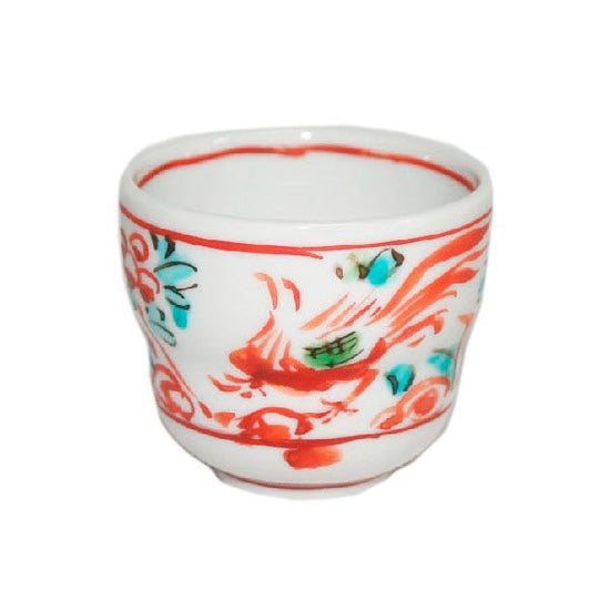 [Eisyou] Cup with bird design in red enamel