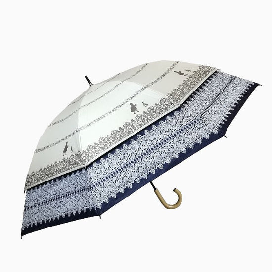 Transform Umbrella Lace Pattern Hem Spreading Umbrella Wind-away Umbrella Sunny / Rainy Black Coated Body Lining