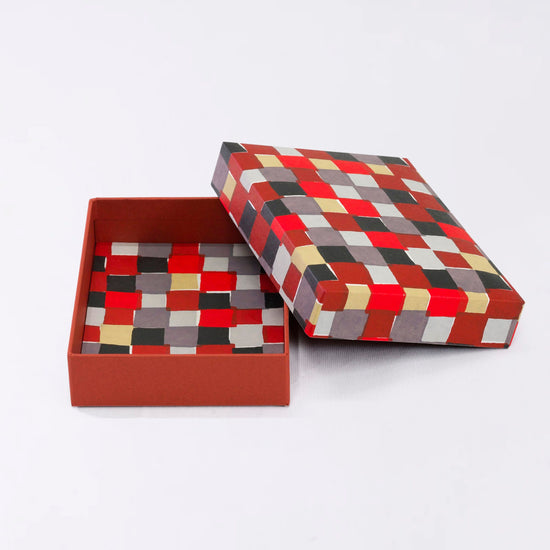 Kyoto Hand-dyed Washi paper, small container (checkered)