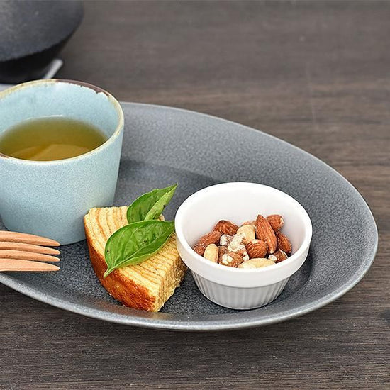 Ash Gray 10" Oval Grayish Western Tableware, Oval Plate, Oval Plate, Deformed Plate, Made in Japan, Minoyaki, Stylish