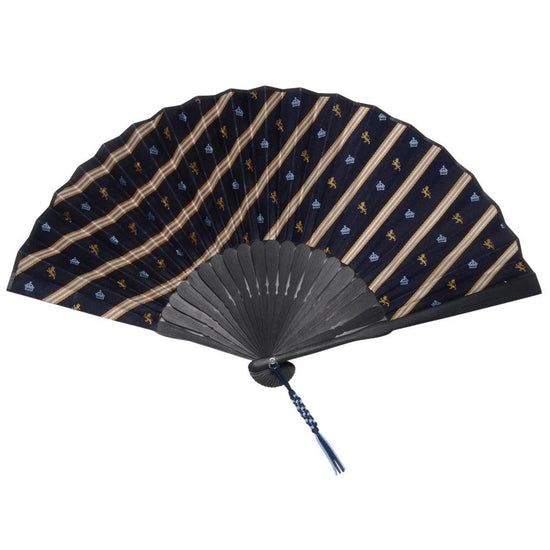 Kyo-fan, handmade of Nishijin silk, handsculpted, 08. king (navy blue), lion and crown design, handmade by craftsmen, made in Japan