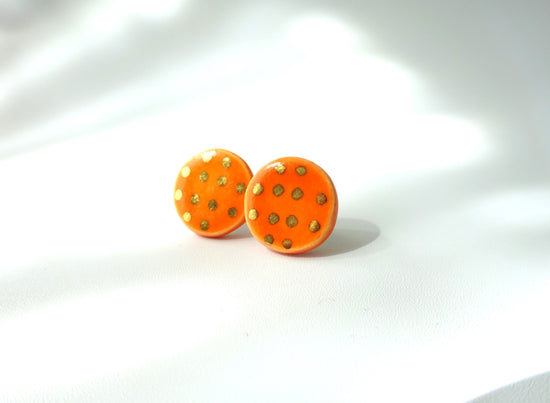 Gilded dot round pierce/earring (orange)