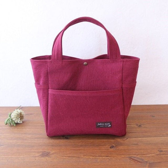 <Made to order>Bio-washed canvas round pocket tote (S)