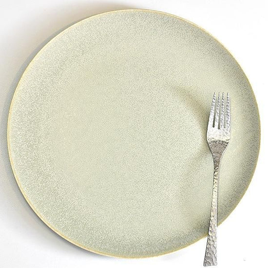 Cuisine Silver Green Plate L Greenish Western Tableware Round Plate Made in Japan Minoyaki, Stylish, Modern