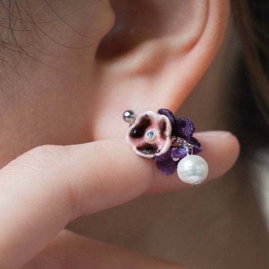 [Kutani] Pearl Clip-on earrings (purple)