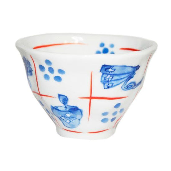 [Eisyou] Hand-dyed rice bowl with dogu zukushi design (small)