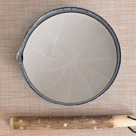 Dark blue glazed 6" kataguchi mortar, blue type, Japanese tableware, mortar, made in Japan, Minoyaki