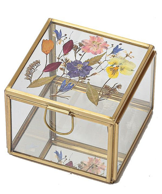 Pressed flower square glass box M17-2562S