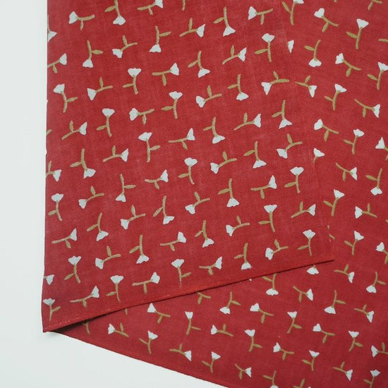 Flower Pattern Tenugui Towel -Red