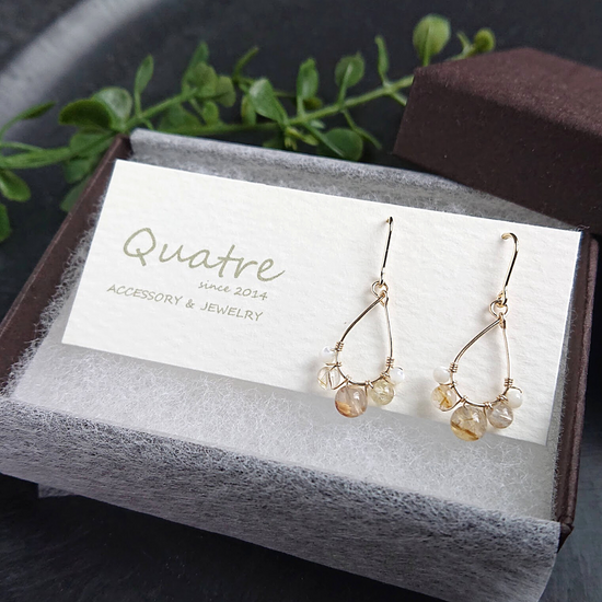 Rutile quartz Pierced earrings pupu