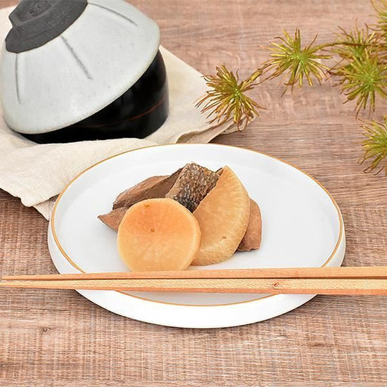 Fuchi Kinshiro Matte Kiridate Dish, small, white type, Japanese tableware, round medium plate, made in Japan, Minoyaki