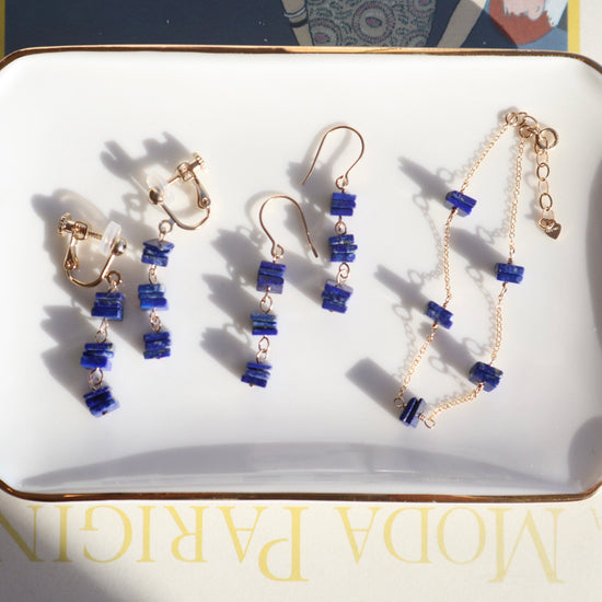 Lapis lazuli chip pierce/earring