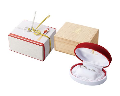 Kotobuki Ring 2pcs. case with Kiri Box mizuhiki, KOTOBUKI series 6pcs. with Kotobuki mark, Kohaku AR-RW250