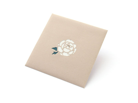 Paper cutout pouch [peony, white].