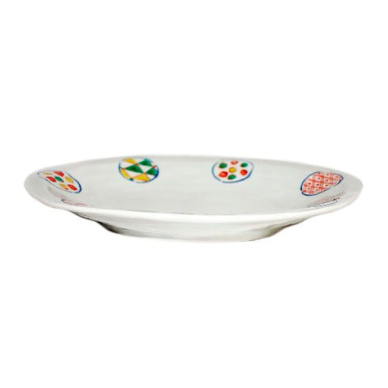 [Eisyou] 8" oval dish with a circle pattern