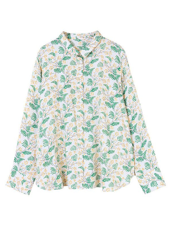 Mimosa print cotton satin shirt (3 colors)