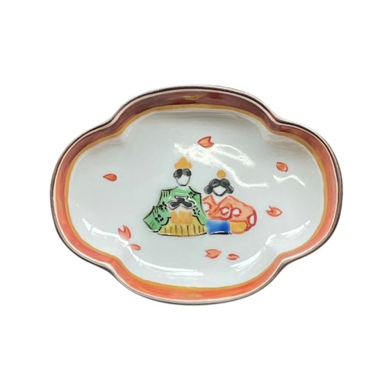 [Eisyou] Dish in the shape of a tsuba with hina design