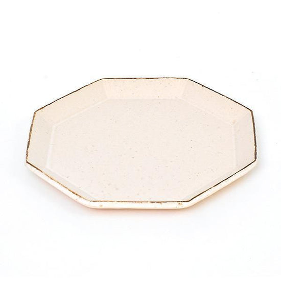 Angle White M White Tableware, shaped plate, made in Japan, Minoyaki, fashionable, modern