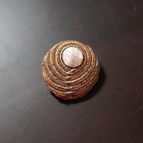 Swirl brooch 1 bead embroidery brown