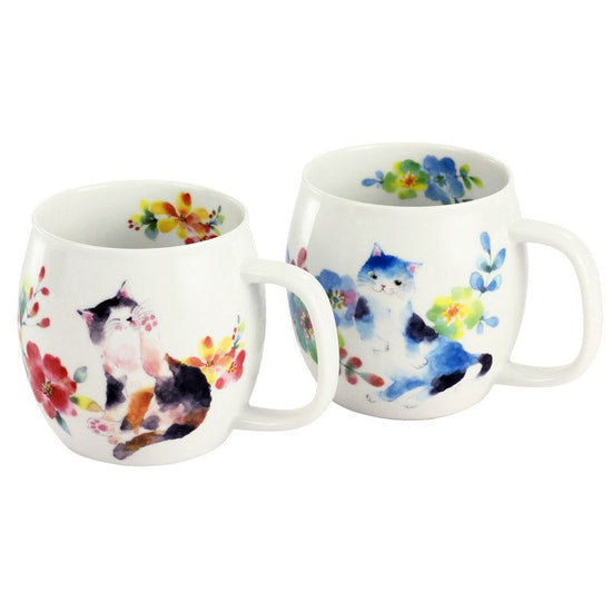 Flower Cat Pair Mug Set (13383)