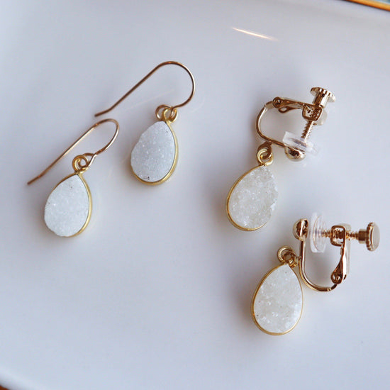 Druzy pear shape pierce/earring