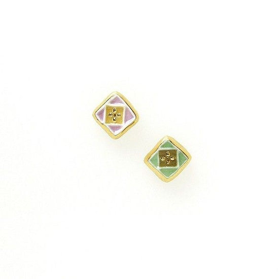 MOZAI-KU, small Pierced earrings with floral motif