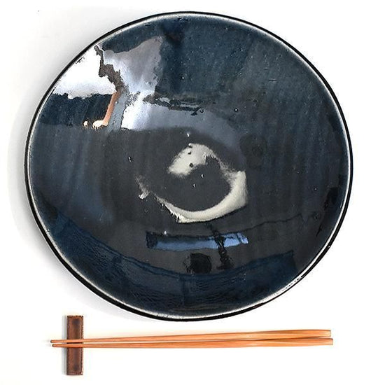 Ai Oval Tawami 9" Dish, Blue Japanese Tableware, Oval Dish, Shaped Dish, Made in Japan, Minoyaki, Stylish, Modern