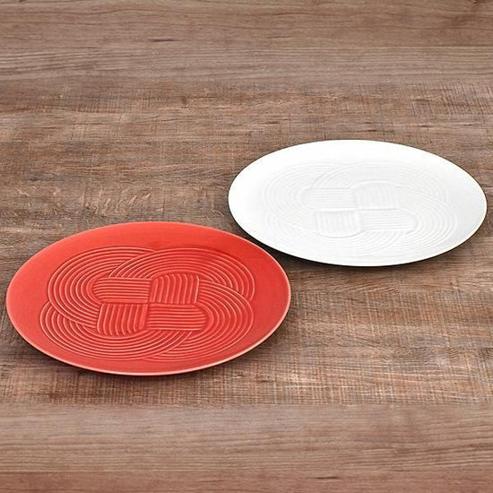 Aka Yui Large Dish, red type, Japanese tableware, round large dish, made in Japan, Minoyaki