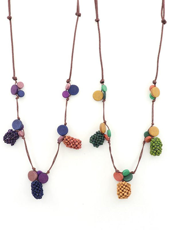 Wood dangling fruit necklace (2 colors)