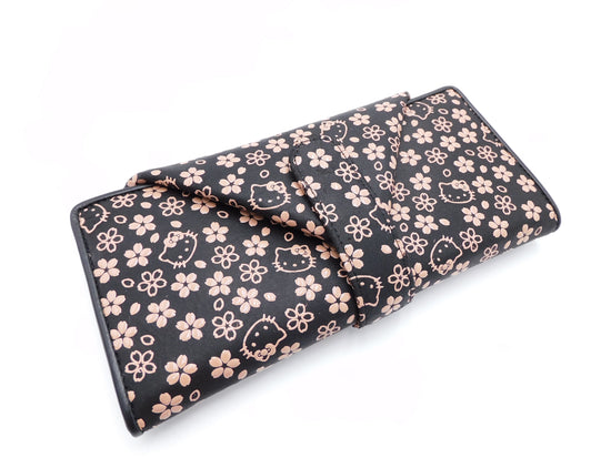 Kitty Inden Garson Wallet A, Black/Pink, Cherry Blossom Pattern
