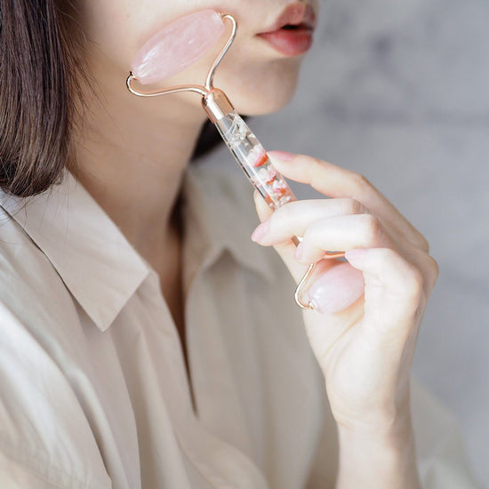 Crystal Face Roller <Rose quartz> <Flower