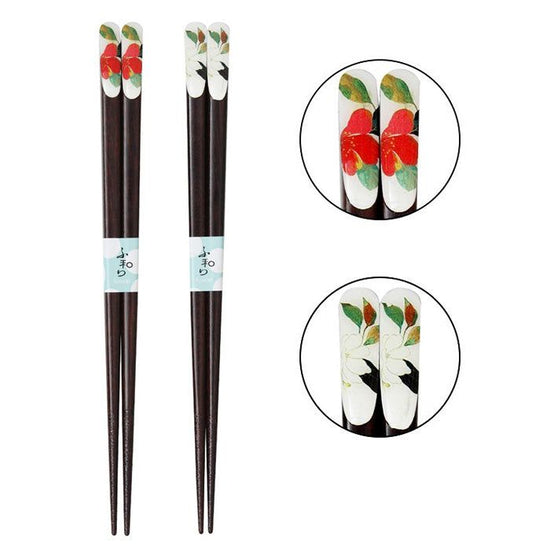Hanakairo Tenpou Chopsticks 21cm 2 types (Mountain Tea Flower and Magnolia)