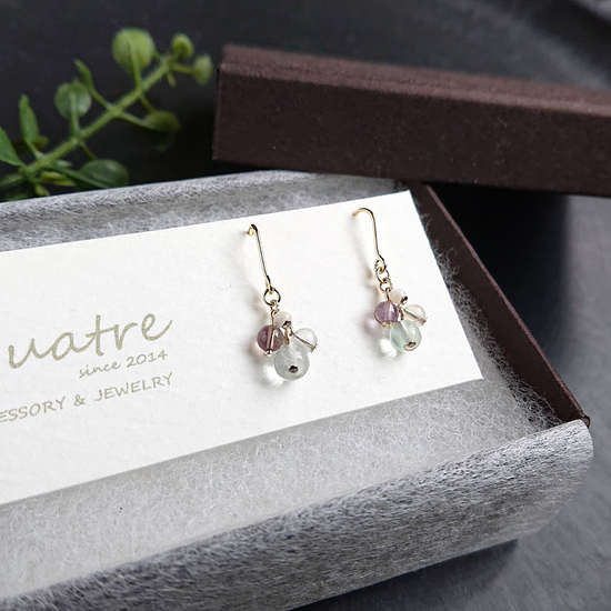 피어싱 플로라이트 이어링 콰트르