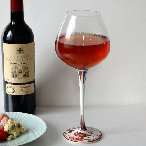 Wine glass [high-leg wine glass, large, Akae kenteki banreki].