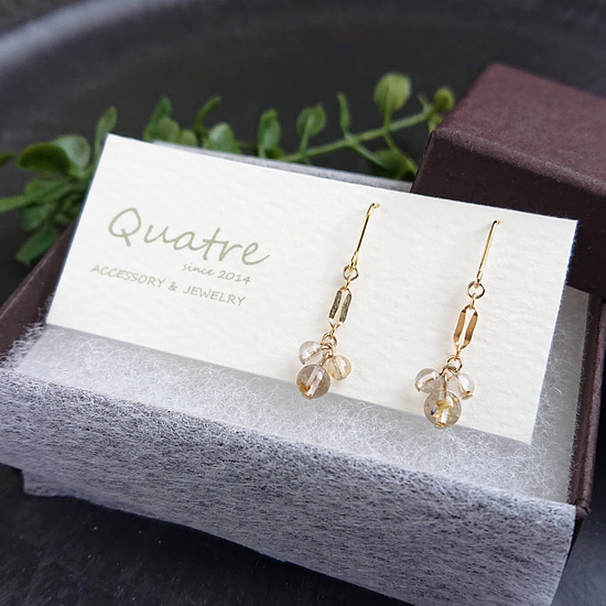 Rutile quartz Pierced earrings maru